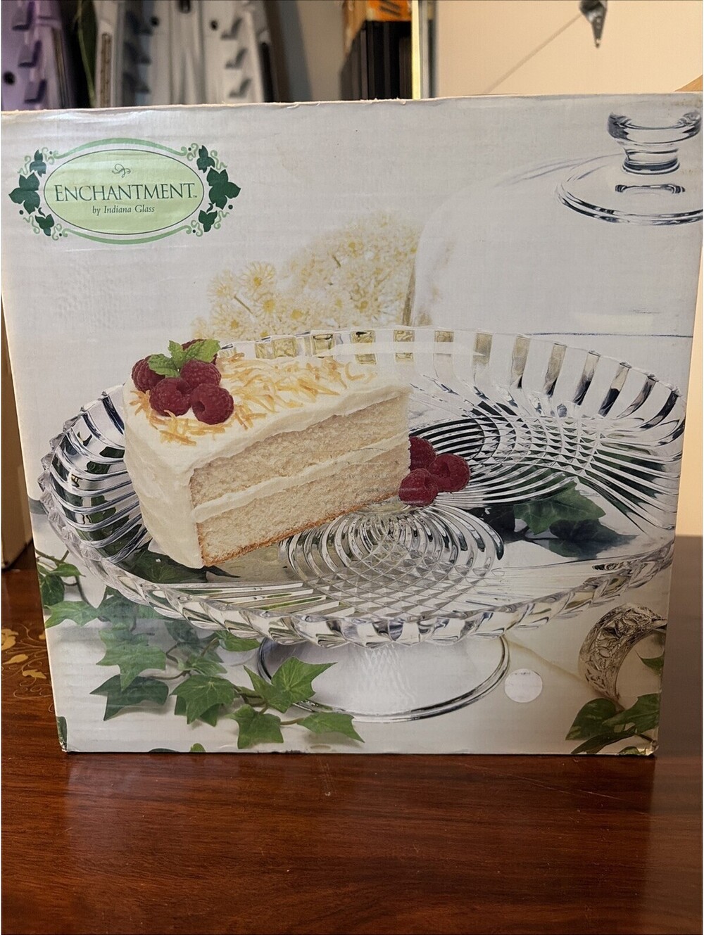 Enchantment Indiana Glass Cake Plate Pedestal With Domed Lid 12" EUC